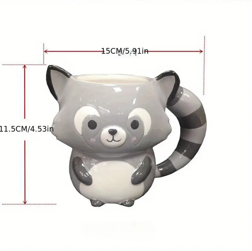 3D Rakun Seramik Kahve Fincanı