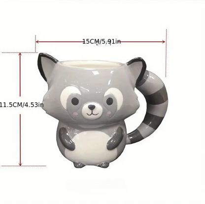 3D Rakun Seramik Kahve Fincanı