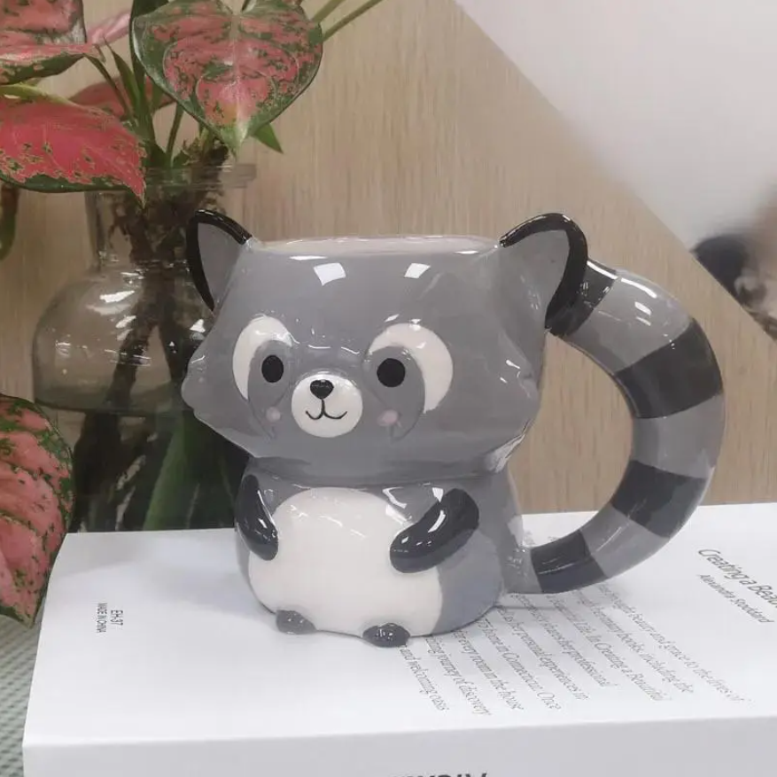3D Rakun Seramik Kahve Fincanı