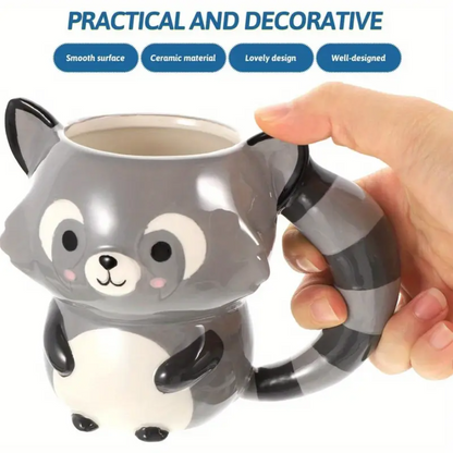 3D Rakun Seramik Kahve Fincanı