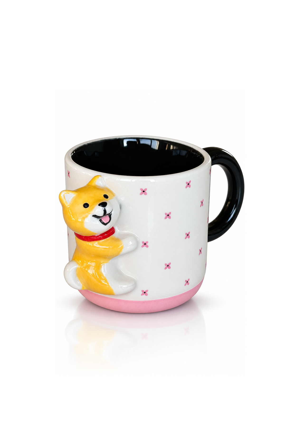 Çiçek Desenli 3D Köpek Figürlü Kupa 425 ml
