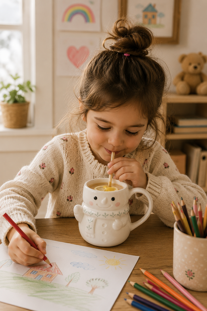 Kardan Adam Figürlü Seramik Kupa, Çay ve Kahve için Bardak 490 ml