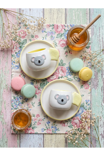 Koala Desenli 2'li Kahve Fincanı 140 ml