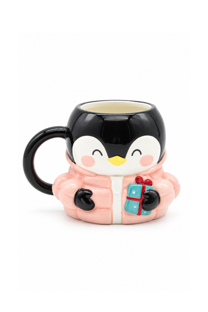 Penguen Figürlü Dolomite Kupa, Ceket Giyen Penguen, 400 ML Mug