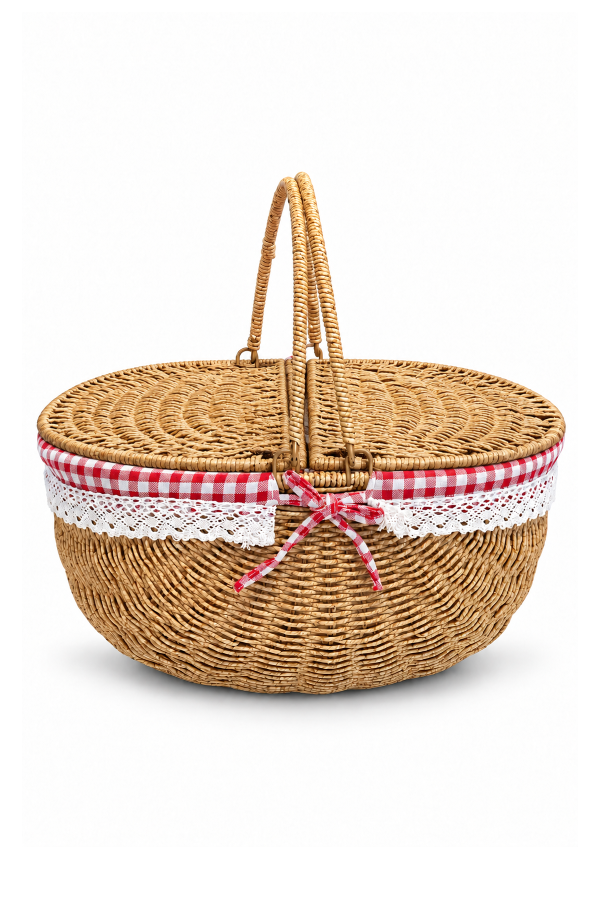 Piknik Sepeti Oval Hasır Detaylı 38 cm