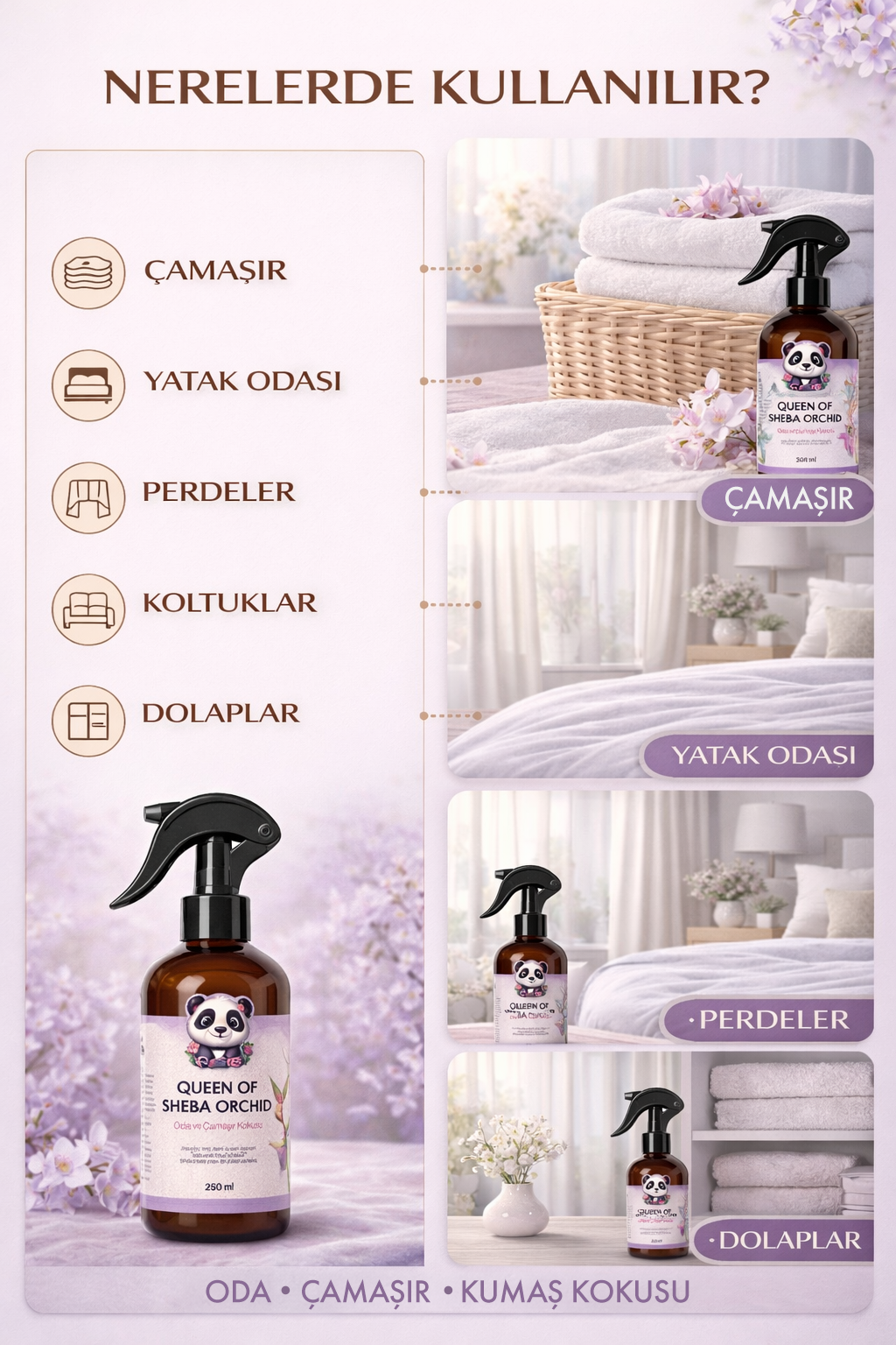Queen of Sheba Orchid Oda ve Kumaş Spreyi 250 ml, Egzotik Orkide Kokusu, Tekstil Kokusu