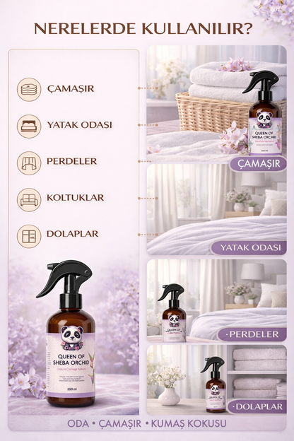 Queen of Sheba Orchid Oda ve Kumaş Spreyi 250 ml, Egzotik Orkide Kokusu, Tekstil Kokusu