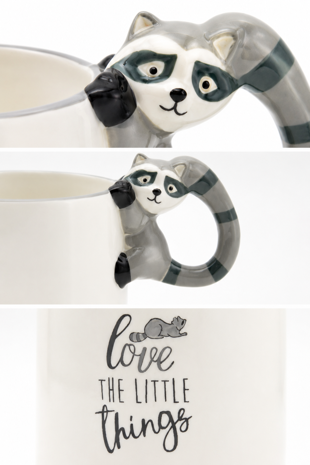 Rakun Figürlü El Yapımı Kupa - Mug, 400 ml