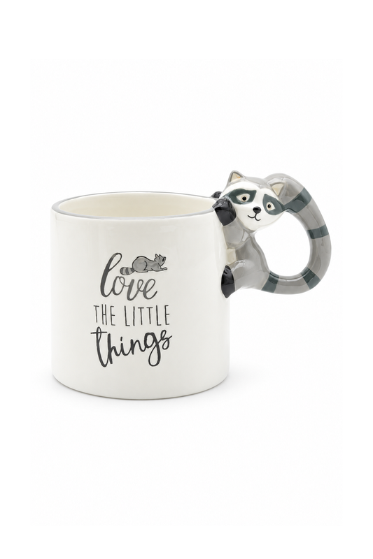 Rakun Figürlü El Yapımı Kupa - Mug, 400 ml
