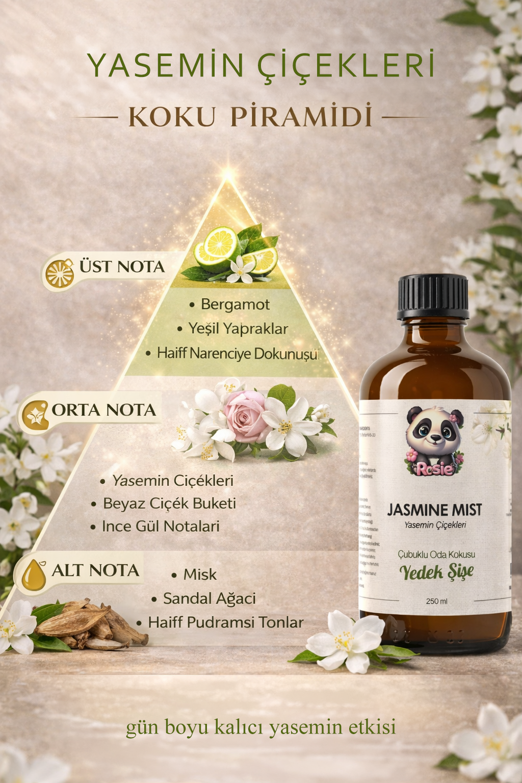Rosie Jasmine Mist Çubuklu Oda Kokusu Yedek Şişe 250 ml – Reed Diffuser Refill