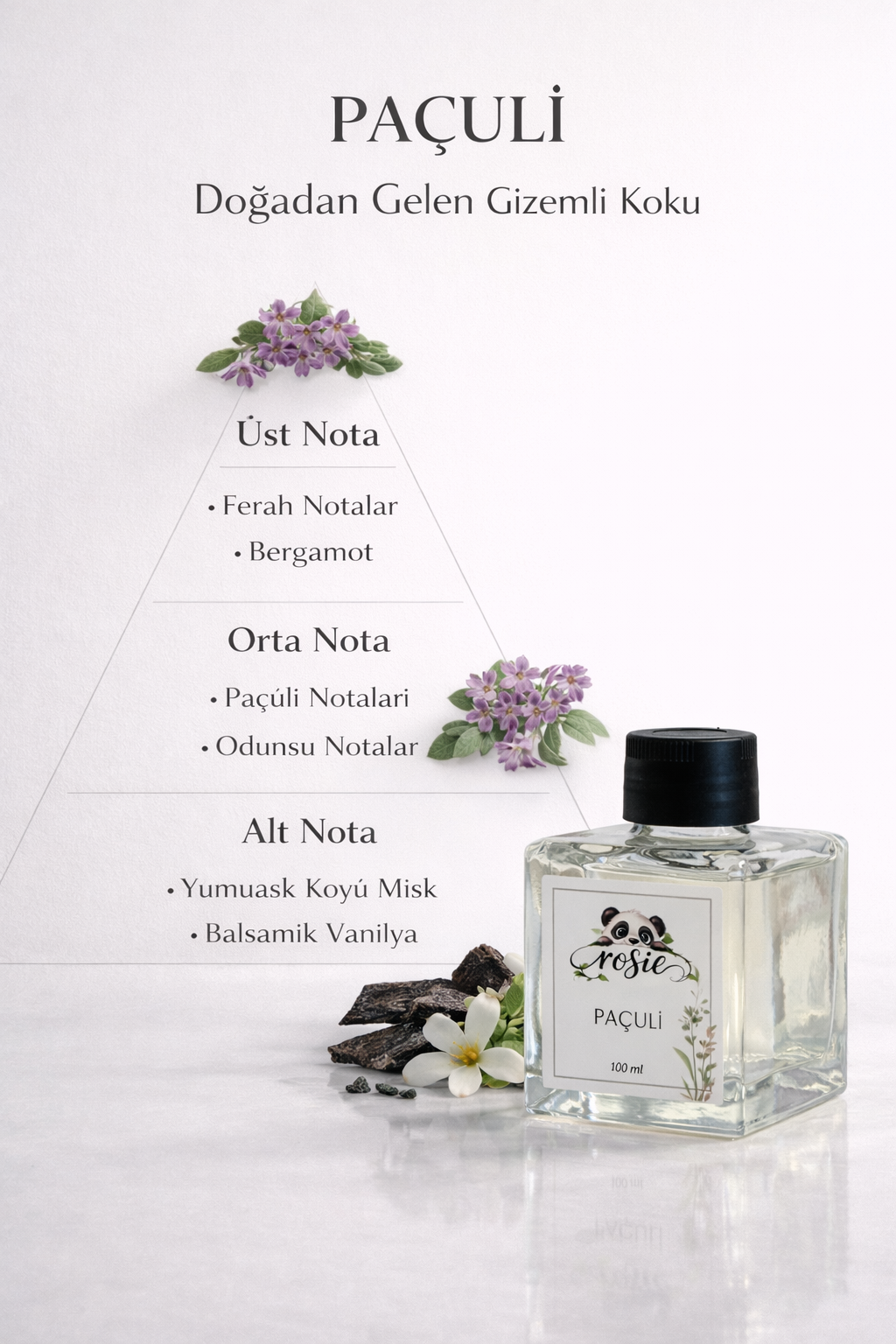 Rosie Paçuli Çubuklu Oda Kokusu 100 ml – Doğanın Derin ve Gizemli Kokusu