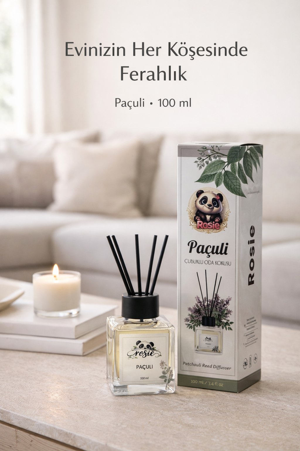 Rosie Paçuli Çubuklu Oda Kokusu 100 ml – Doğanın Derin ve Gizemli Kokusu