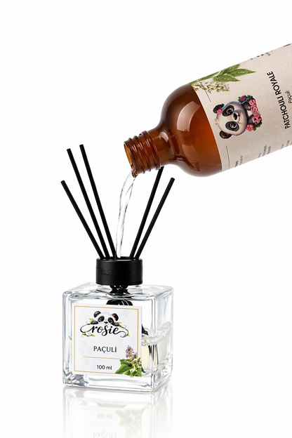ROSIE Paçuli Koku Seti, Yedek Şişe 250 ml + Çubuklu Oda Kokusu 100 ml