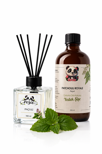 ROSIE Paçuli Koku Seti, Yedek Şişe 250 ml + Çubuklu Oda Kokusu 100 ml