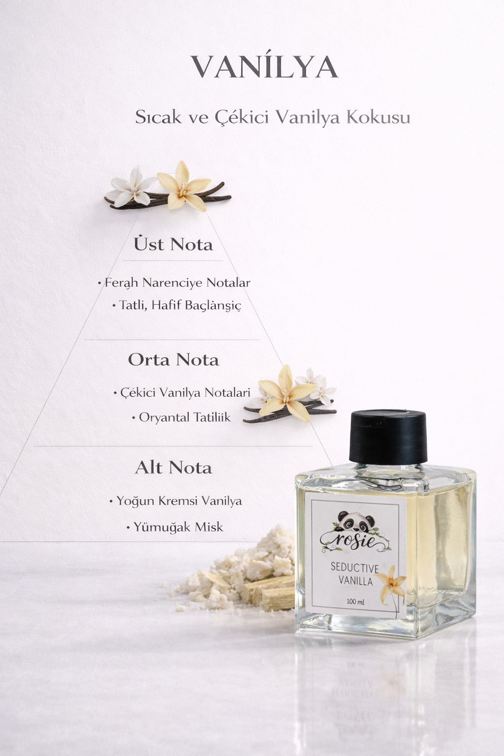 Rosie Seductive Vanilla 100 ml Çubuklu Oda Kokusu – Baştan Çıkarıcı Vanilya Kokusu