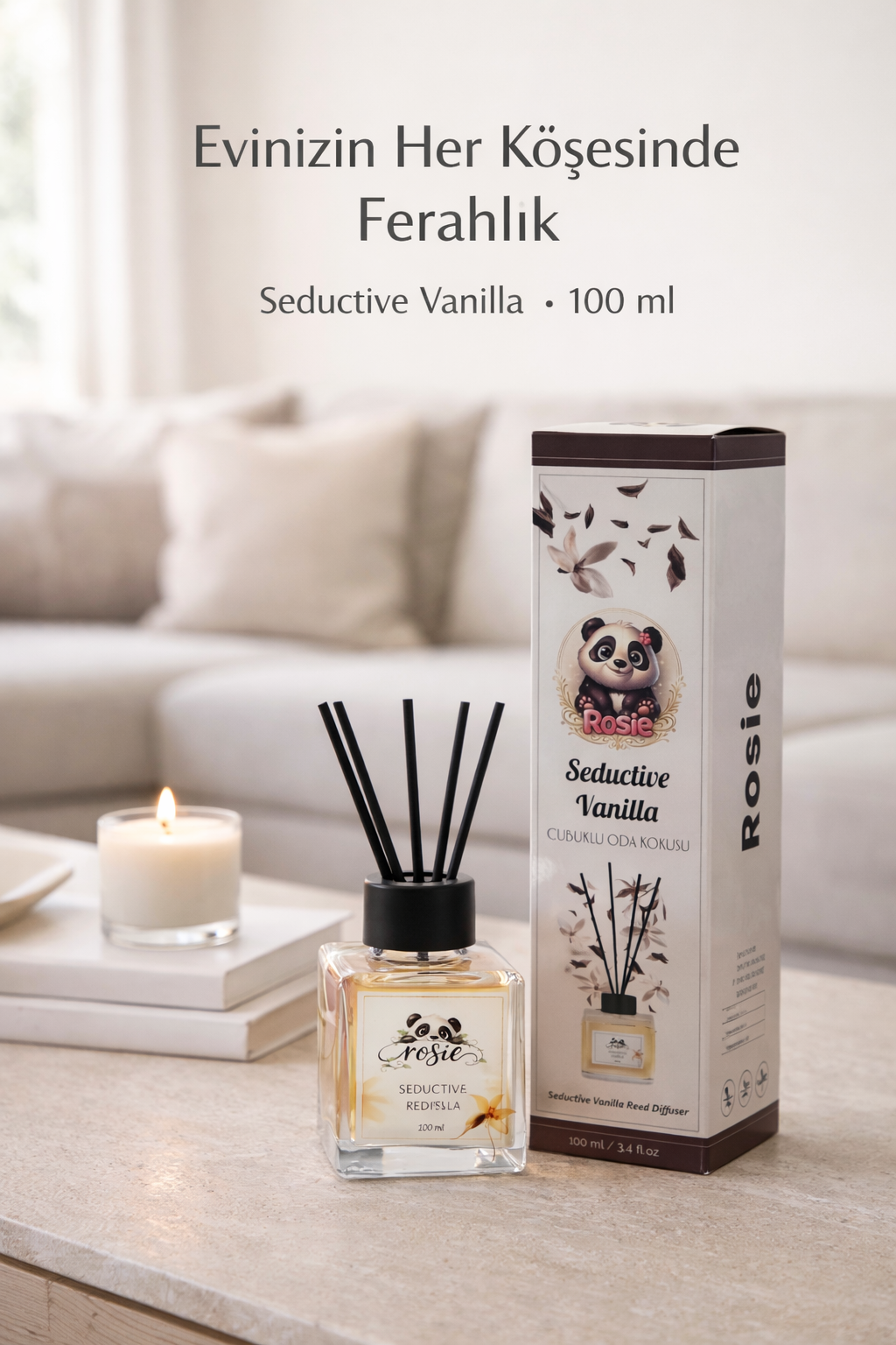 Rosie Seductive Vanilla 100 ml Çubuklu Oda Kokusu – Baştan Çıkarıcı Vanilya Kokusu