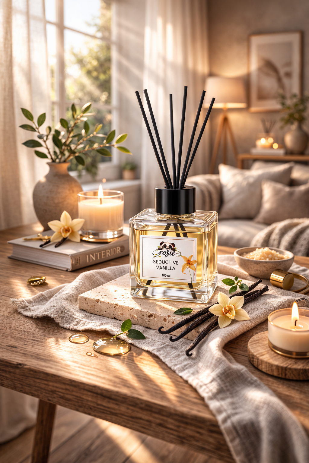 Rosie Seductive Vanilla 100 ml Çubuklu Oda Kokusu – Baştan Çıkarıcı Vanilya Kokusu
