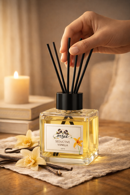 Rosie Seductive Vanilla 100 ml Çubuklu Oda Kokusu – Baştan Çıkarıcı Vanilya Kokusu