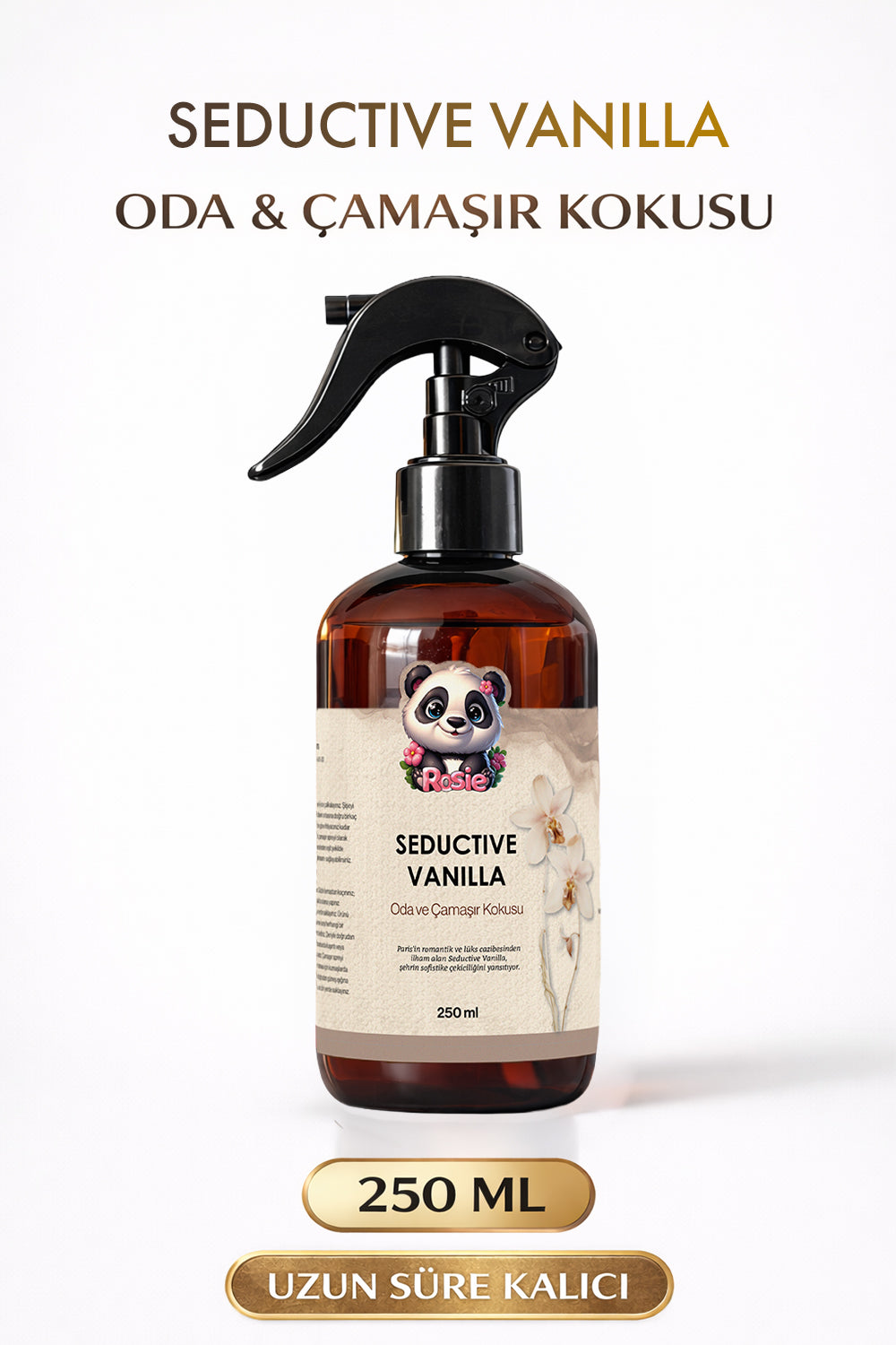 Rosie Seductive Vanilla Oda ve Çamaşır Kokusu Sprey 250 ml –Vanilya Kokulu Kalıcı Ortam ve Kumaş Spreyi