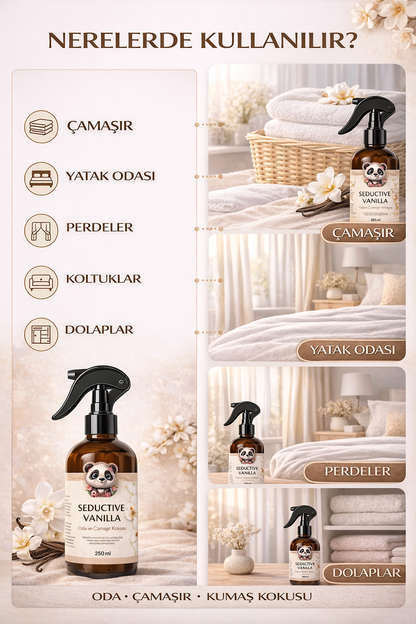 Rosie Seductive Vanilla Oda ve Çamaşır Kokusu Sprey 250 ml –Vanilya Kokulu Kalıcı Ortam ve Kumaş Spreyi