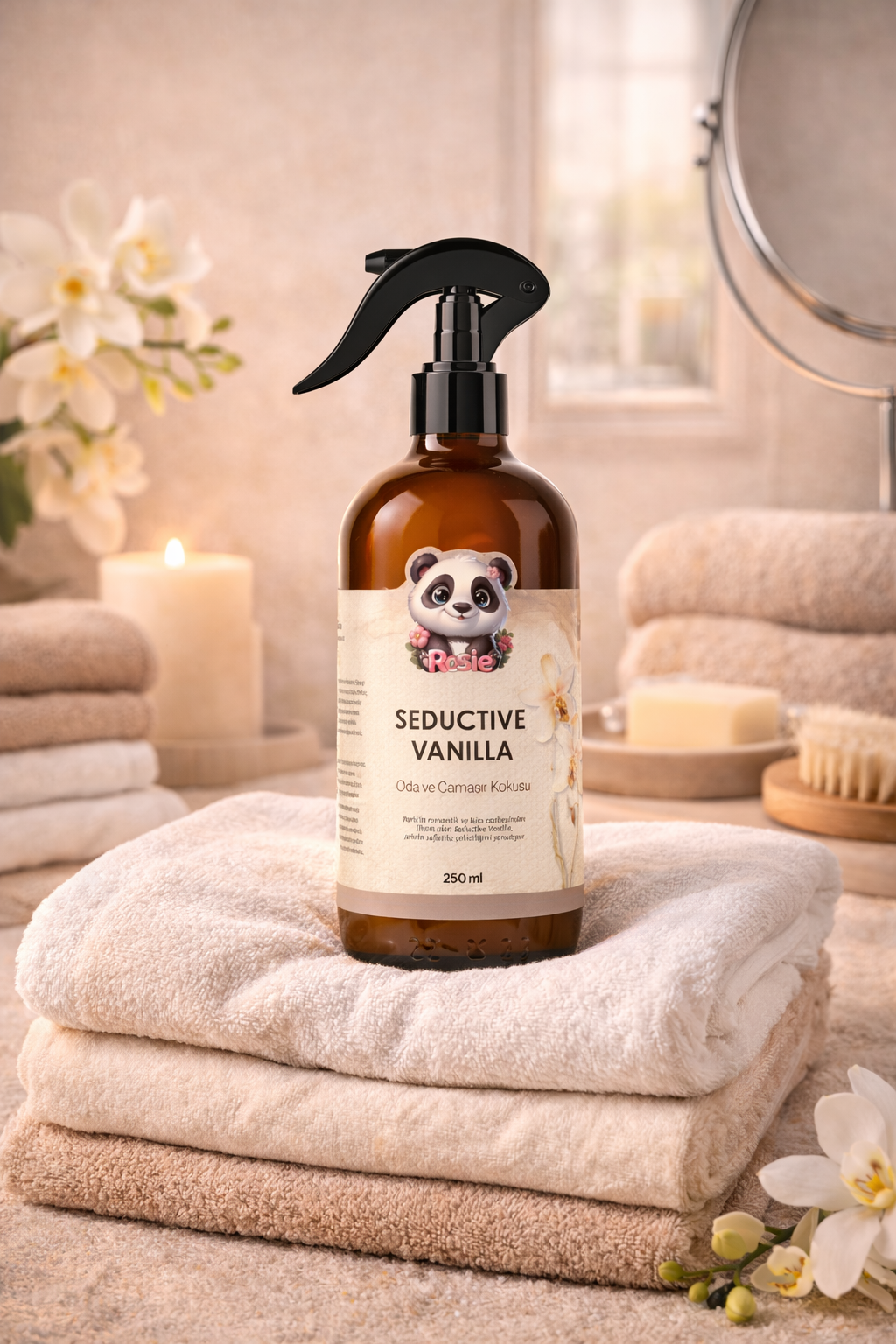 Rosie Seductive Vanilla Oda ve Çamaşır Kokusu Sprey 250 ml –Vanilya Kokulu Kalıcı Ortam ve Kumaş Spreyi