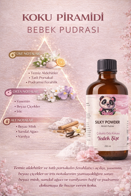 Rosie Silky Powder Çubuklu Oda Kokusu Yedek Şişe 250 ml – Pudramsı Ortam Kokusu, Reed Diffuser, Refill