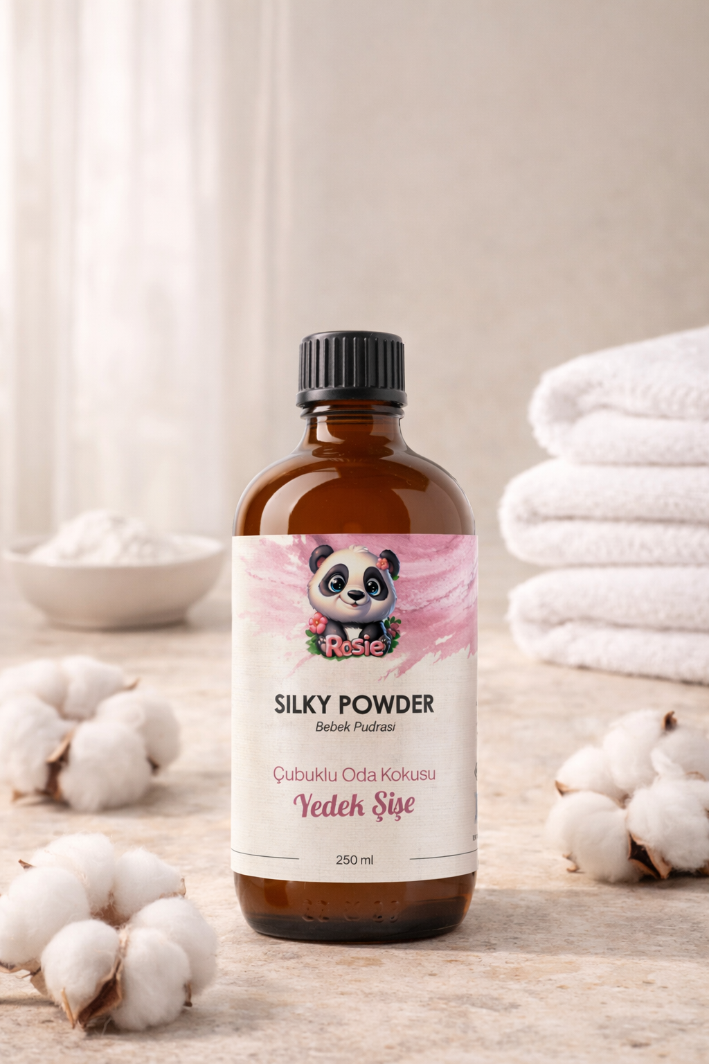 Rosie Silky Powder Çubuklu Oda Kokusu Yedek Şişe 250 ml – Pudramsı Ortam Kokusu, Reed Diffuser, Refill