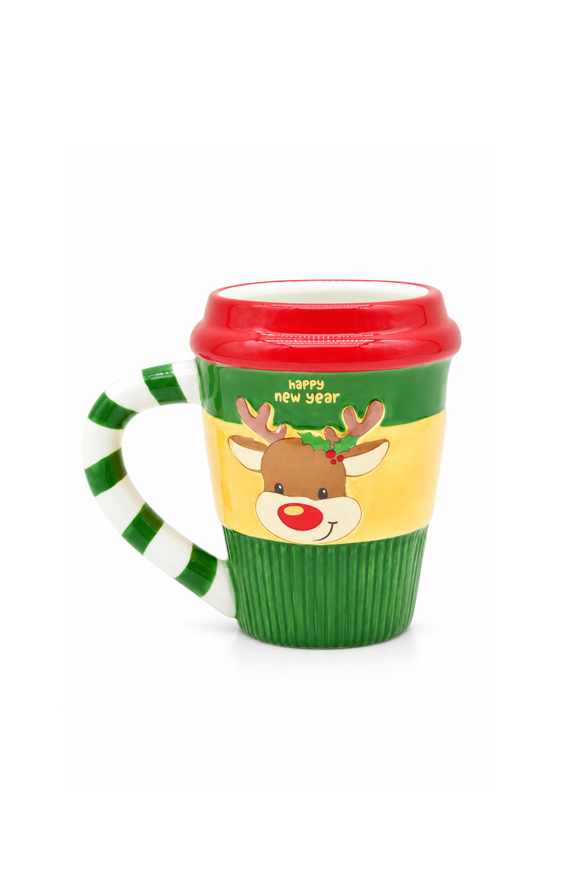 Yılbaşı Temalı El Yapımı Geyik Kupa, Hediyelik Kupa, Mug, 400 ml